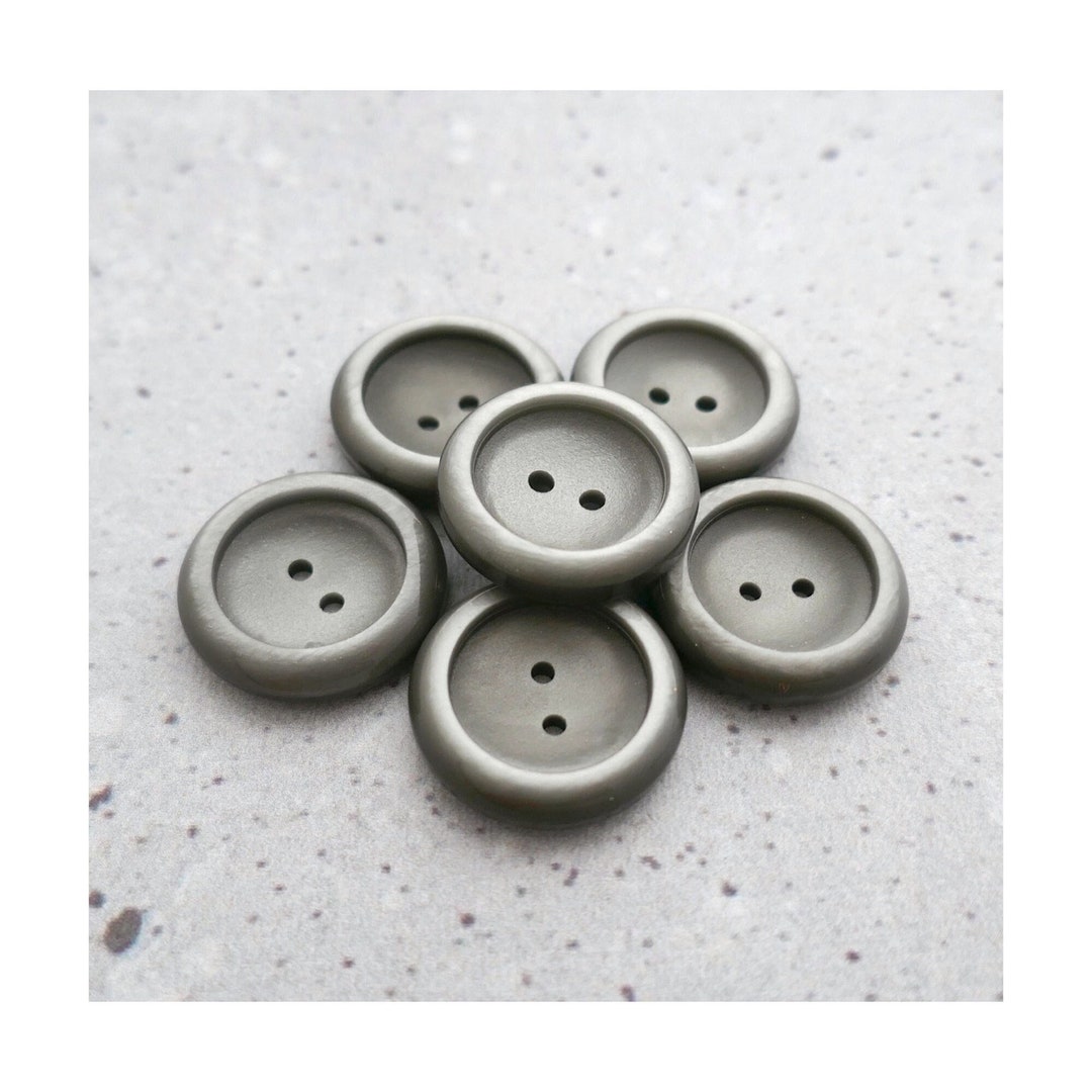 Satin Grey Buttons, ≈22mm 7/8 Inch - Marbled Scooped Gray Sewing ...