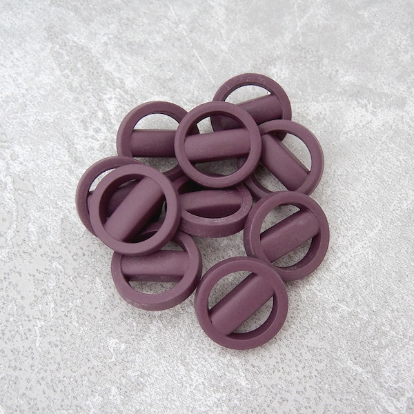 Modern Purple Buttons, 16mm 5/8 inch - Pierced Dark Grape Purple Shank Buttons - 10 VTG NOS Modern Satin Matte Purple Sewing Buttons PL834