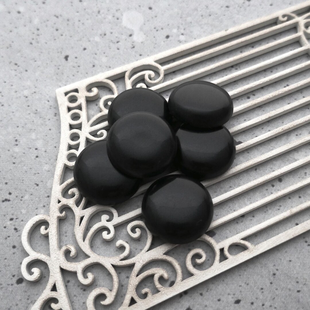 Black Shank Buttons - CHOOSE 19mm 22mm 25mm - Smooth Semi-gloss Domed ...