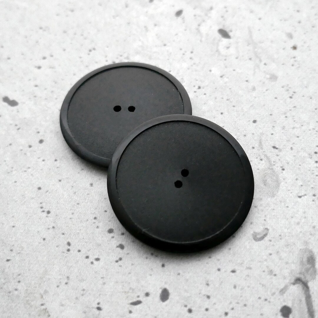 Big Black Sew-through-buttons, ≈43mm 1.69" - Large Low-profile Black ...