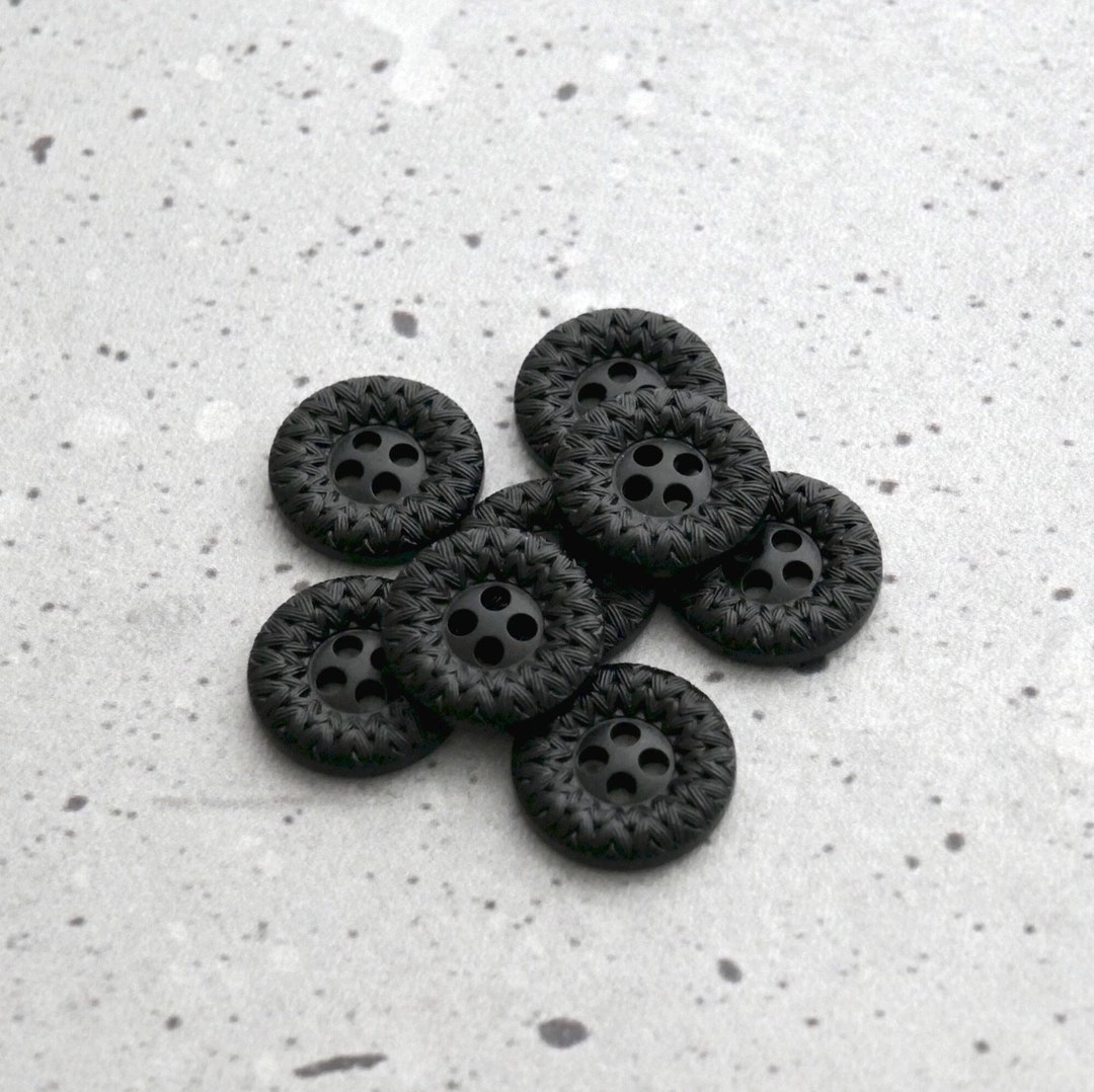 Graphite Button Components Graphite Black Buttons, 18mm .71 Inch - Etched Pitch-black Buttons W ...