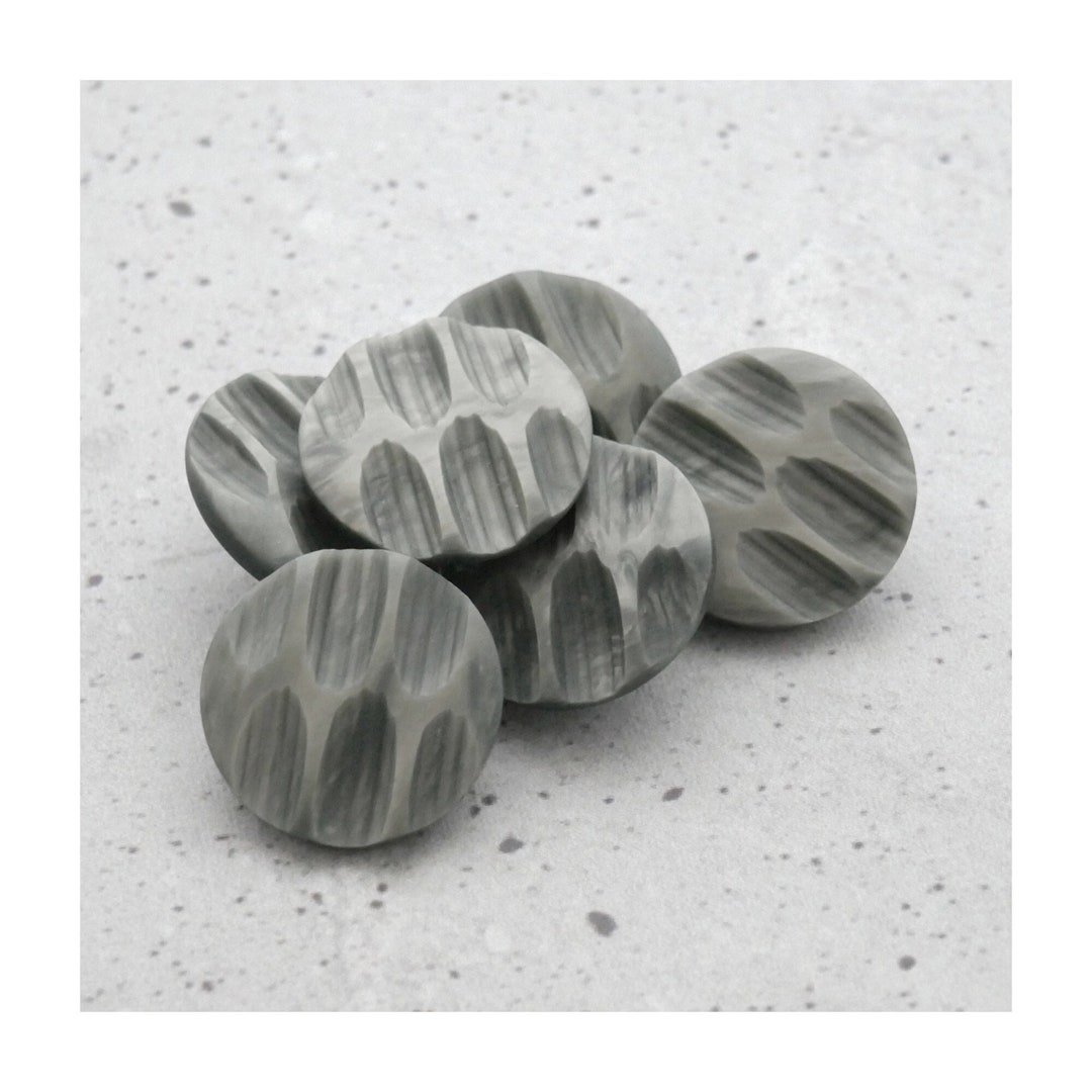 Carved Gray Buttons, ≈28mm 1-1/8 Inch - Modern Geometric Retro-mod ...