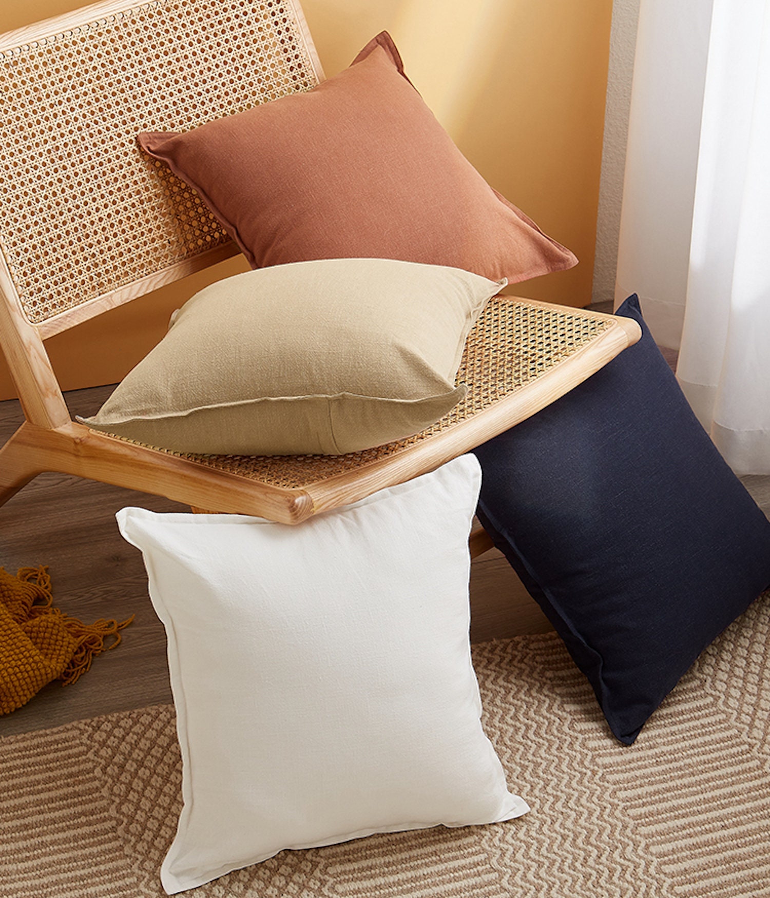 Pure Natural Linen Cotton Neutral Colour Cushion Cover Sofa Etsy