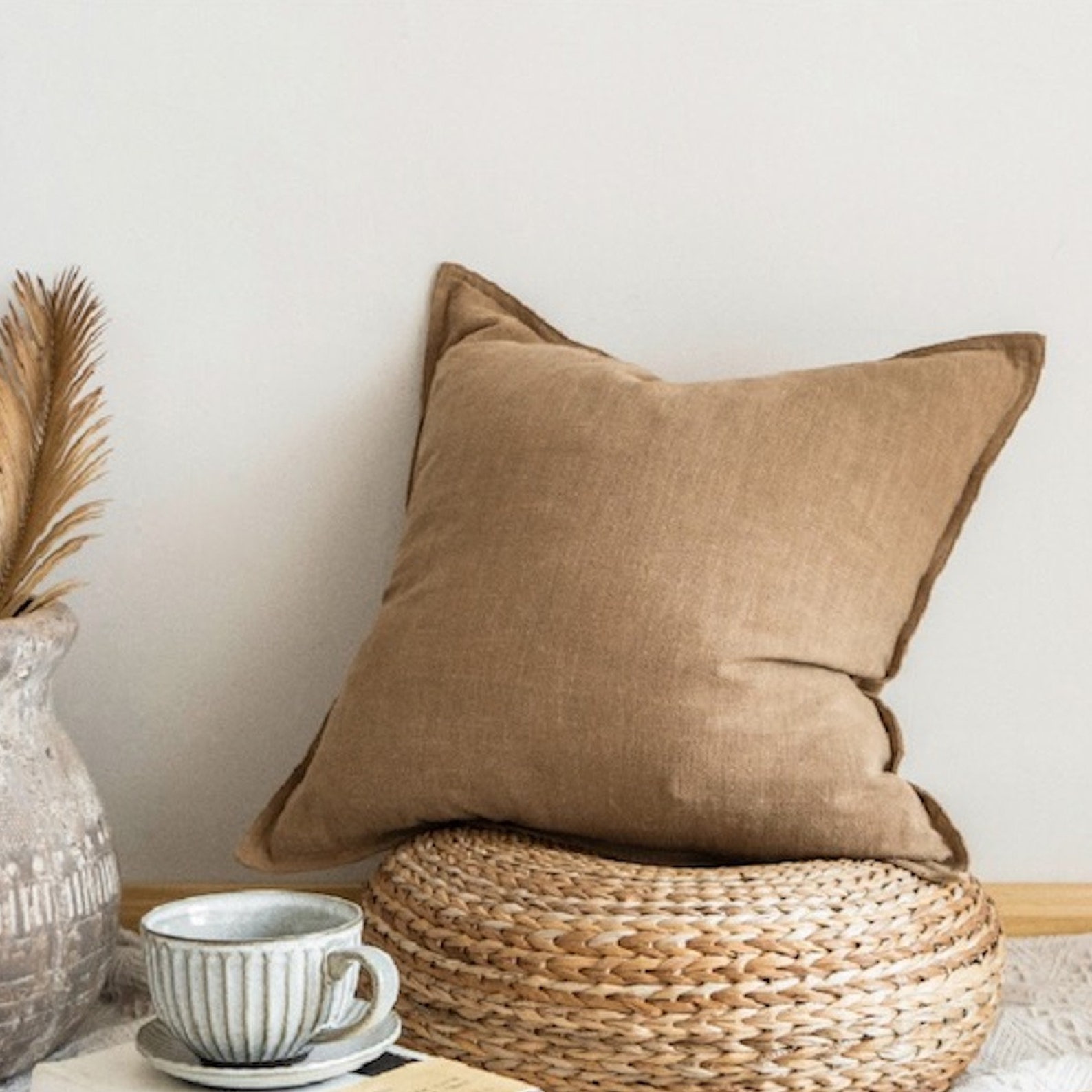 Pure Natural Linen Cotton Neutral Colour Cushion Cover Sofa Etsy