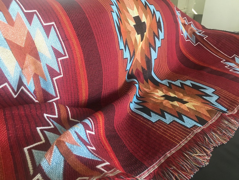 Large Burgundy Red Theme Ethnic Design Indian Tribe Navajo | Etsy
