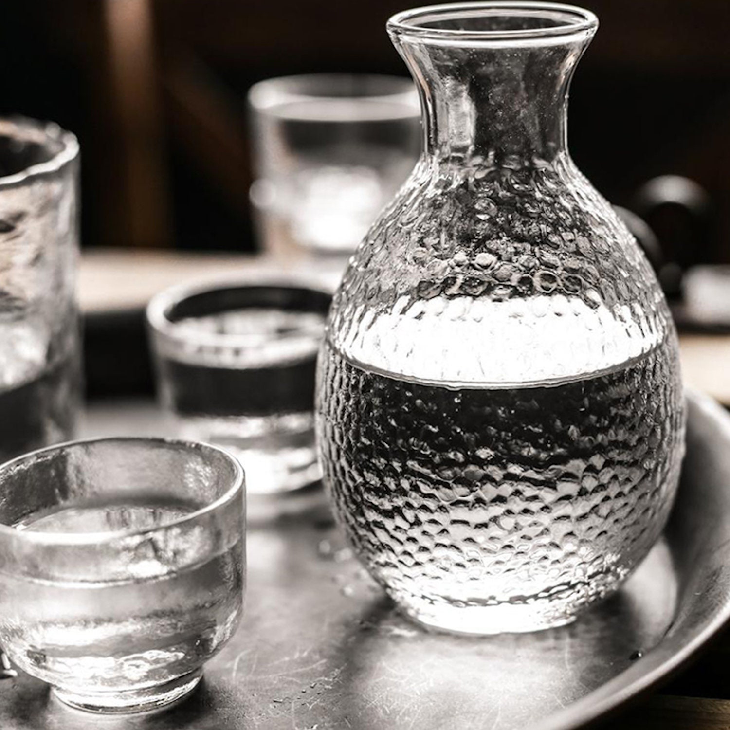 Japanese Sake Glass Bottle 4 Cups Set Saké Tokkuri Katakuchi Etsy