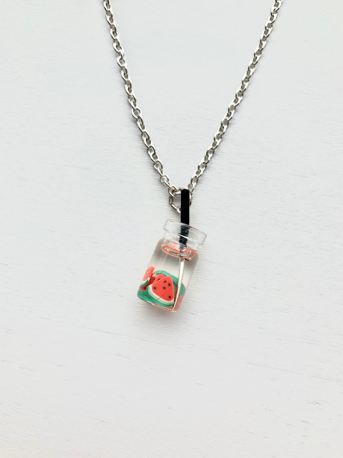 Boba Tea Necklace//fruit Tea Necklace//cute Trendy Etsy