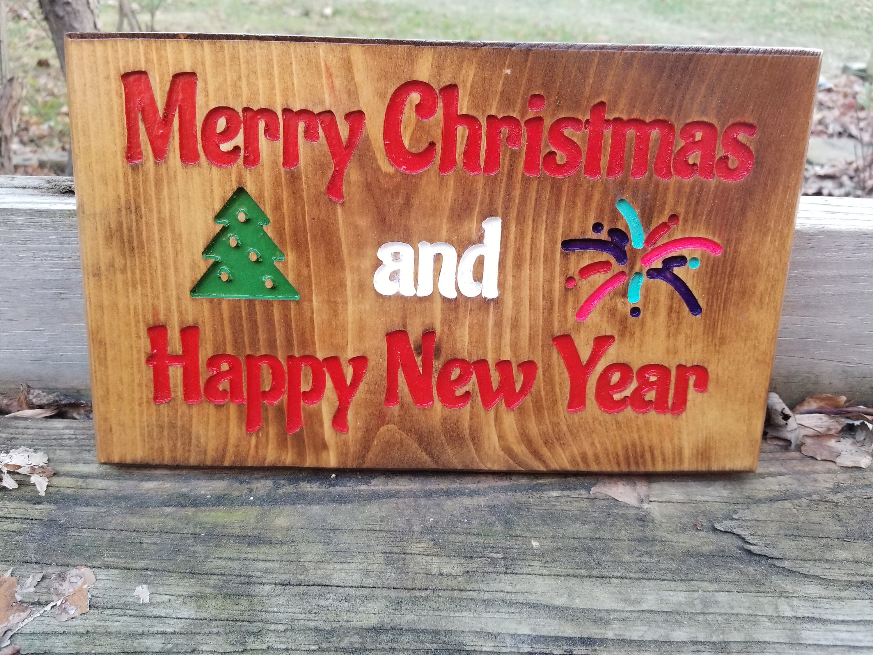 Merry christmas and happy new year sign | Etsy