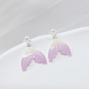 Lemurian Mermaid Tail Earrings Love Deepspace Purple Merman Jewelry Gift 925 Silver Ocean Themed Handmade Resin Earrings Gift for Her