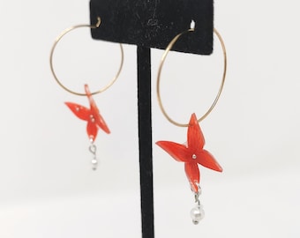 Hua Cheng Earrings TGCF Cosplay Jewelry Tian Guan Ci Fu Accessory for Hua Cheng fans Heaven Official's Blessing Earring Red Spirit Butterfly
