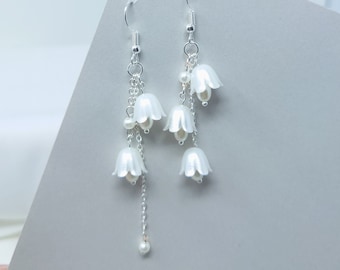Lily of the Valley Earrings White Fairy Flower Dainty Earrings Bell Orchid Wedding Earrings Bridal Jewelry Bridesmaid Earrings for Wedding