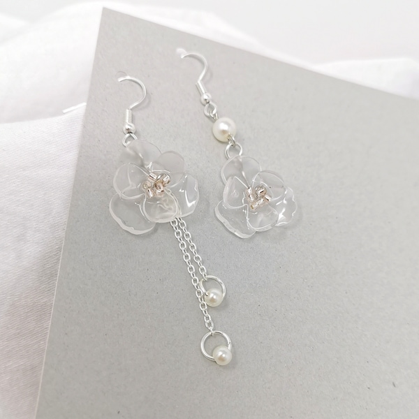Crystal Camellia Flower Earrings Handmade UV Resin Jewelry Bridesmaid Gift Wedding Style Jewelry Hypoallergenic 925 Silver Clip on options