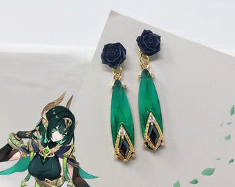 Genshin Nefer Earrings Emerald Drop Egyptian Style Jewelry Genshin Impact Casual Cosplay Accessory Gift