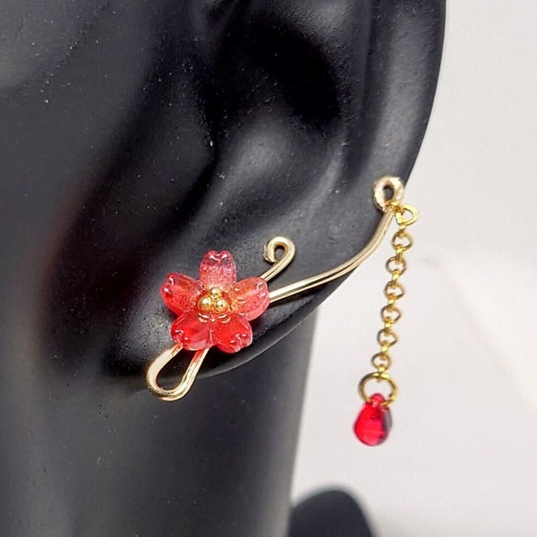 Plum Flower Branch Earrings (A Design Inspired by Hu tao's Plum Flower from Genshin Impact)