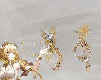 HSR Aglaea Earrings Honkai Star Rail Gold Floral Amphoreus Greek Themed Jewelry Set Aglaea Necklace Anime Earrings Gamer Gift for Her