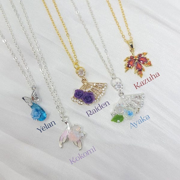 Genshin Merch Charm Necklaces Inazuma Character Inspired Jewelry Casual Cosplay Accessory Gamer Gift