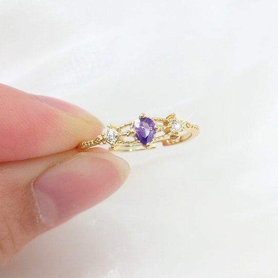 Violet Sorrengail Ring Amethyst Fantasy Necklace Purple Rose Dagger Bookmark Iron Flame Jewelry Gift Dainty Purple Ring Gift for Book Lover