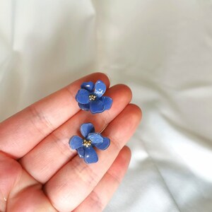Blue Flower Earrings Navy Blue