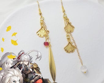 Hsr Jingbräur Ohrringe Honkai Stern Schiene Schmuck Honkai Merch Gold Gingko Blatt Ohrringe Lässige Cosplay Gamer Geschenk