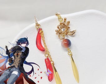 Honkai Blade Earrings HSR Honkai Star Rail Jewelry Lycoris Radiata Red Flower Jewelry Gift Blade Cosplay Accessory Gamer Gift Honkai Merch