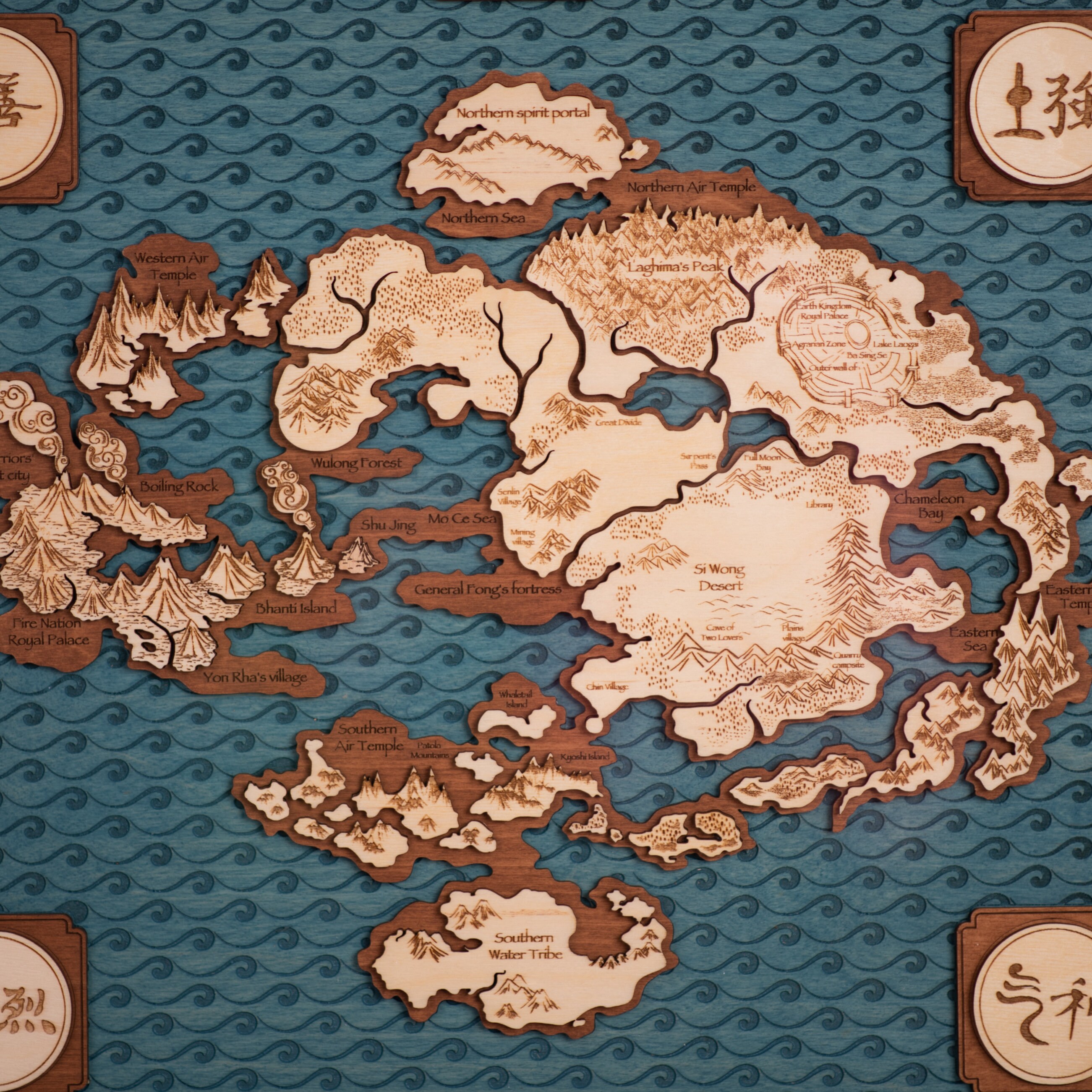 Map Of The Four Nations Avatar Avatar The Last Airbender 3D Wooden Map Fantasy Map Wall - Etsy New Zealand