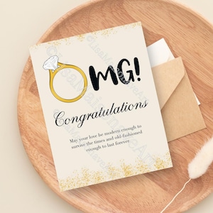 OMG Wedding Ring Card: Engagement Congratulations (PDF Printable)