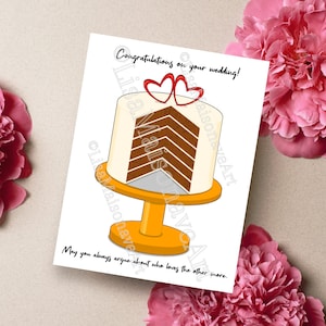 Carte de gâteau de mariage imprimable, TÉLÉCHARGEMENT IMMÉDIAT, carte de fiançailles, carte de nouveaux mariés, carte vierge, carte de voeux 4,25 x 5,5, enveloppe imprimable
