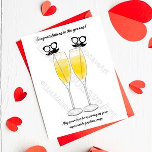 Tarjeta de boda imprimible, DESCARGA INSTANTE, Tarjeta de compromiso, Tarjeta de recién casados, Tarjeta de felicitación de 4,25 x 5,5, Sobre imprimible, Bigotes