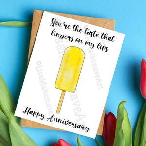 Printable Anniversary Card, INSTANT DOWNLOAD, Naughty Popsicle Pun, Foodie Lover, Gift for Him, 4.25 X 5.5 Greeting Card, Printable Envelope