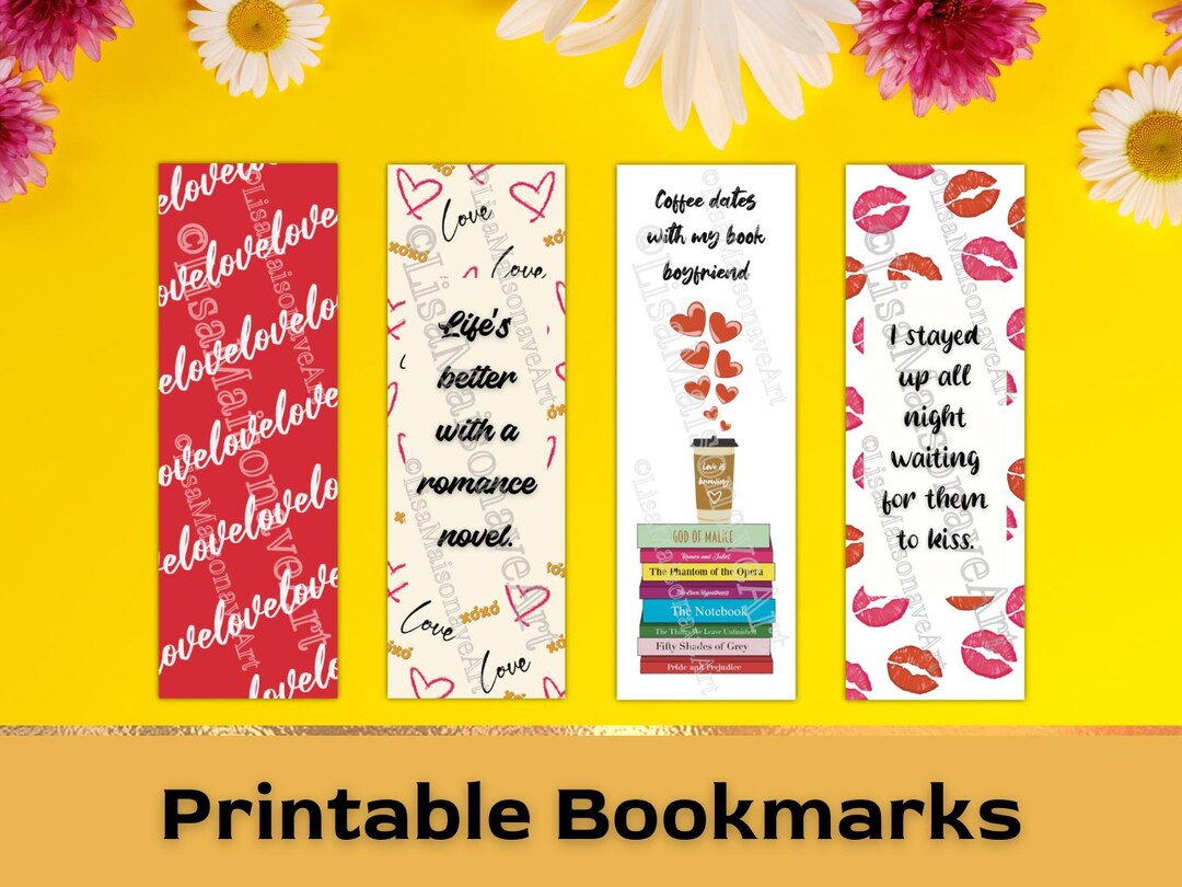 Printable Bookmarks, Instant Download, Bookmark Set, Girly Bookmarks ...