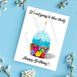 Printable Birthday Cupcake Card, INSTANT DOWNLOAD, Funny Naughty Pun Birthday Card, Blank Card, 4.25 X 5.5 Greeting Card, Printable Envelope