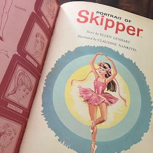 Portrait of Skipper, little sister of Barbie, original 1964 book introducing Skipper, Skipper storybook, 1960s, premiere of Skipper, Mattel