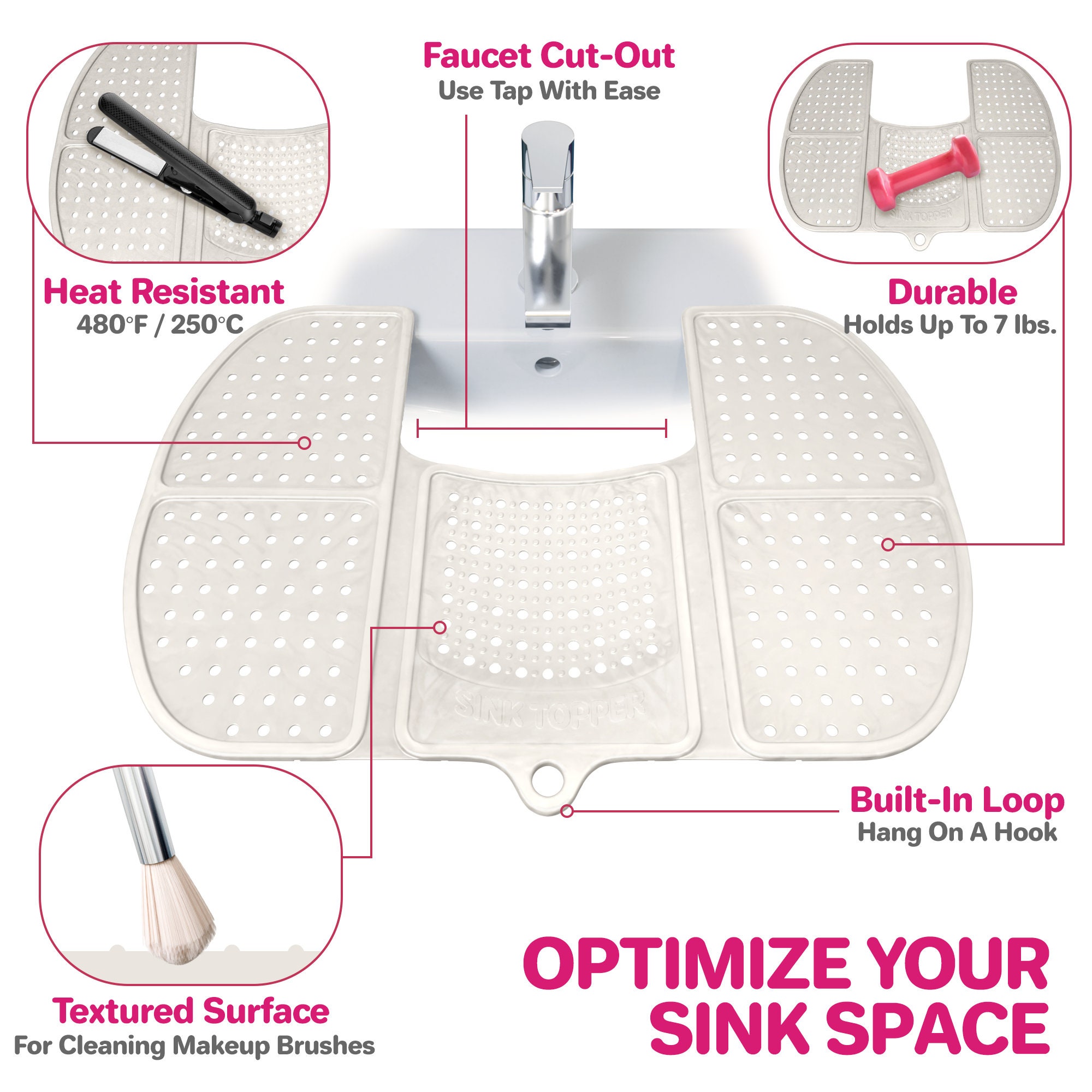 Bathroom Sink Cover for Counter Space. Makeup Mat for Vanity and