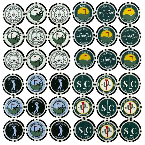Custom Golf Ball Marker Poker Chip: Groomsmen Gift, Bachelor Party Favors