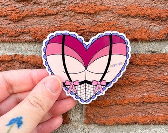 heart butt die cut sticker