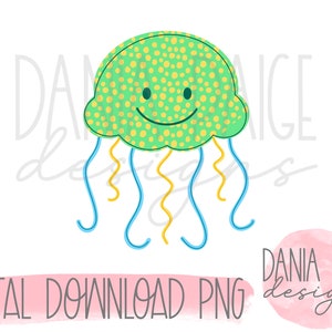 faux applique summer jellyfish, Jellyfish, boy faux appliqué, summer kids sublimation, digital download