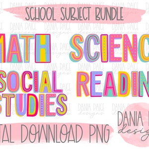 school subject bundle , sublimation, digital design, png