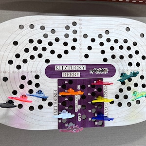 Kentucky Derby Horse Race Board Game. &quot;Oval Edition&quot;. Laser cut and engraved. Many sizes available!