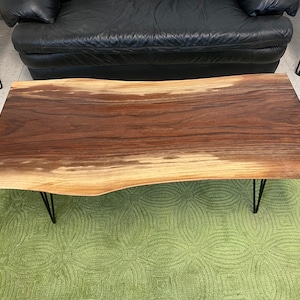 Live Edge Black Walnut Coffee Table with Steel Hairpin Legs - Stunning Live Edge Table - Modern Rustic Home Decor - Office Decor - Wood Slab