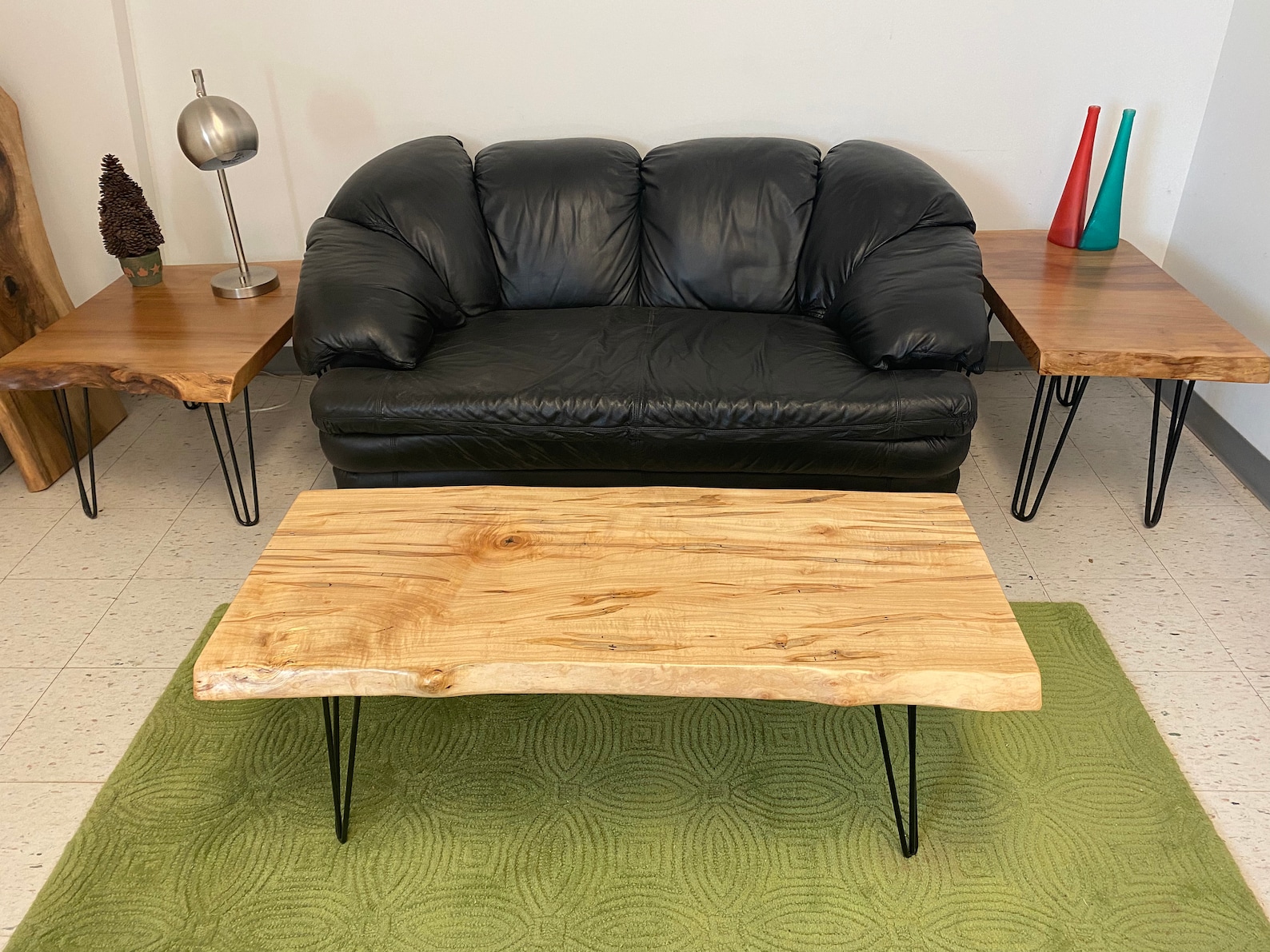 Live Edge Ambrosia Maple Coffee Table With Steel Hairpin Legs Stunning