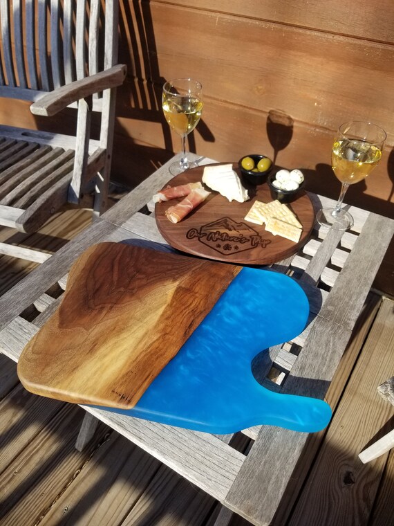 Wood and Resin Serving Platter Stunning Live Edge Black Etsy