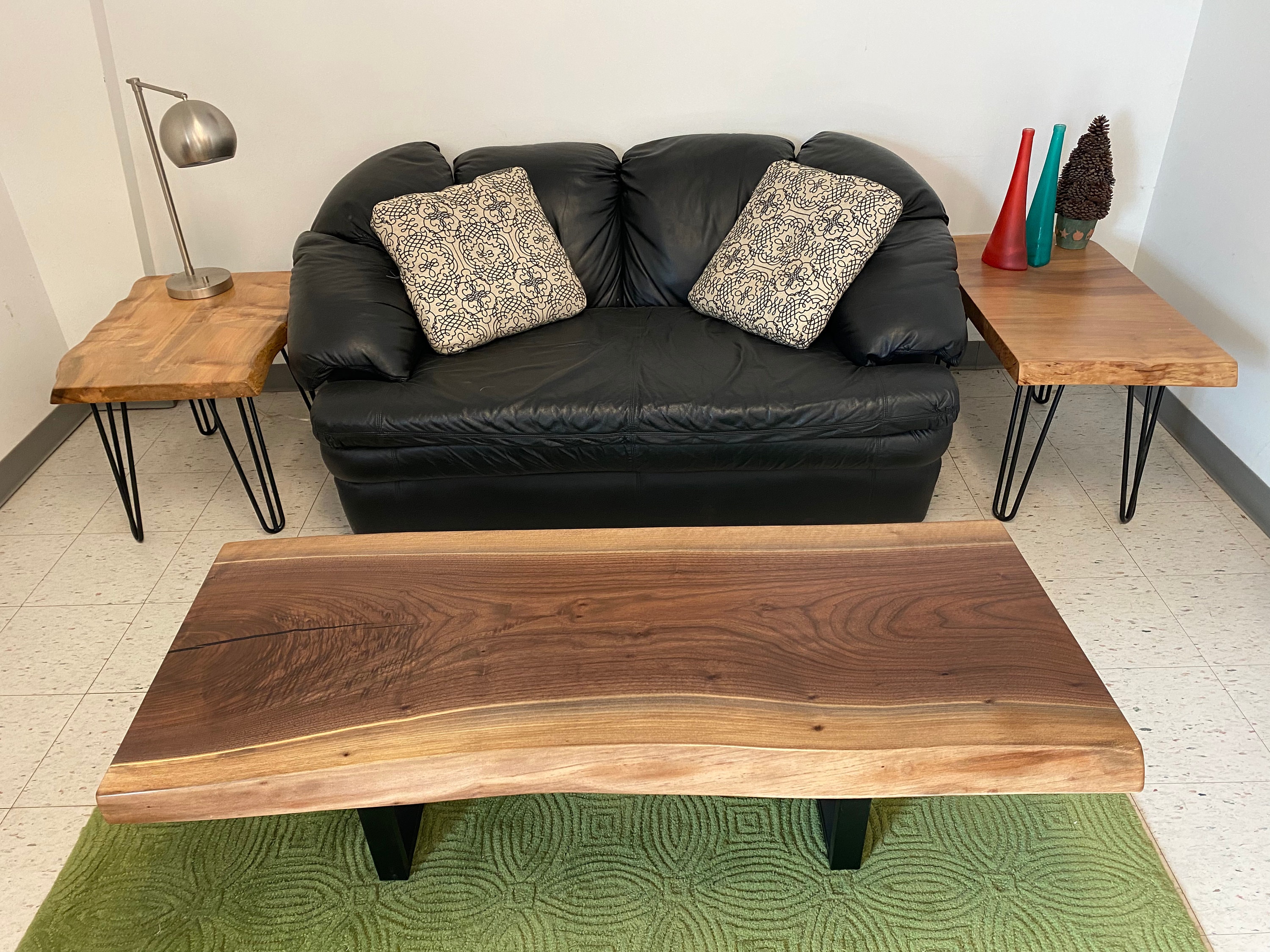 Live Edge Accent Table With Steel Hairpin Legs Beautiful Etsy
