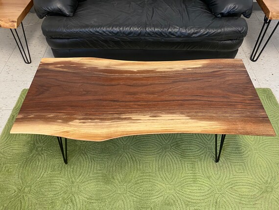 Live edge wood coffee table hairpin legs deals