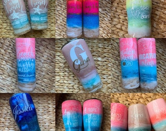 45 BEACH GLITTER TUMBLERS to choose from! Choose One, use one of these styles and sayings or pick your own!