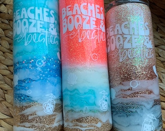 Beach Glitter Tumbler: Custom Bridal Bachelorette Party Gift