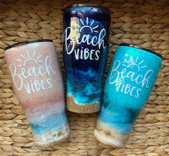 BEACH GLITTER TUMBLERS Choose One Your Design or Etsy