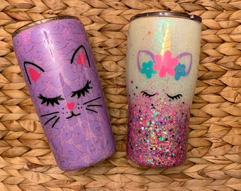 UNICORN GLITTER TUMBLERS: Choose One, Your Design Or Mine–Use for Teacher Gift, Tumblers for Girls, Tumblers for Kids