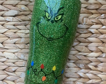 Glitter Grinch Tumbler: Custom Stainless Steel Tumbler