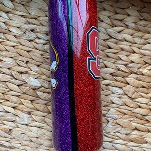 Double COLLEGE GLITTER TUMBLERS: Customize any Colleges you'd like! Use for Teacher Gift, Team School Spirit, College Mom, College Tumbler