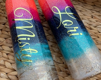 Beach Glitter Tumbler: Personalized Epoxy Tumbler